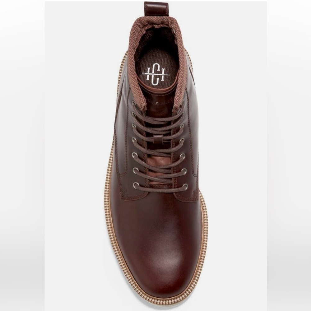 Cole Haan Men's American Classics Plain Toe Waterproof Boot in chocolate brown